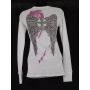 Rear - Thermal Print Shirt Jewel Wings Long Sleeve True Love White