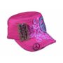 Peace Sign on Pink Cadet Cap