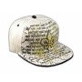 Fleur-de-lis and Wings on White Fitted Flat Brim Ball Cap