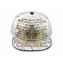 Fleur-de-lis and Wings on White Fitted Flat Brim Ball Cap