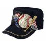 Baseball and Bat on Blue Cadet Cap Vintage Hat Distressed Visor