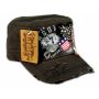 Olive Green Football Cadet Castro Cap Vintage Military Army Hat