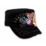 Black Football Cadet Cap Vintage Army Hat Distressed Visor