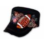 Black Football Cadet Cap Vintage Army Hat Distressed Visor