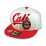 White and Red California Republic Snapback Hat 3D Cali Bear