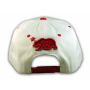 White and Red California Republic Snapback Hat 3D Cali Bear