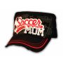 Soccer Mom on Black Cadet Cap Military Style Army Hat