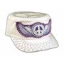 Peace Sign and Wings on White Cadet Cap
