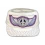 Peace Sign and Wings on White Cadet Cap