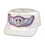 Peace Sign and Wings on White Cadet Cap