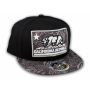 California Republic Bear Patch Black Paisley Snapback Hat Flat Bill