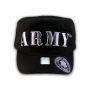 Raised 3D Silver Army on Black Cadet Hat Military Cap