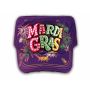 Raised 3D Mardi Gras on Purple Cadet Hat Military Cap