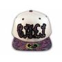 Cali Script White California Republic with Purple Paisley Snapback Hat