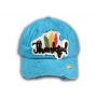 Turquoise Thankful Washed Baseball Cap