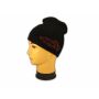 Knitted Black Beanie with Orange Chopper