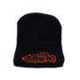 Knitted Black Beanie with Orange Chopper