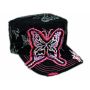 Black Cadet Pink Butterfly Castro Cap Army Hat Vintage Visor Jewel