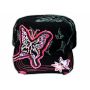 Black Cadet Pink Butterfly Castro Cap Army Hat Vintage Visor Jewel