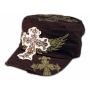 Cross and Wings on Brown Army Cadet Hat Military Castro Cap