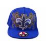 Fleur-de-lis on Blue Flat Brim Hip Hop Hat Jewels from Pit Bull