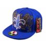 Fleur-de-lis on Blue Flat Brim Hip Hop Hat Jewels from Pit Bull