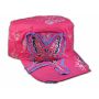 Butterfly Pink Army Cadet Castro Cap Military Hat Vintage Distressed