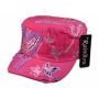 Butterfly Pink Army Cadet Castro Cap Military Hat Vintage Distressed