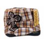 Cross on Brown Plaid Cadet Cap Military Hat Distressed Visor