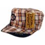 Cross on Brown Plaid Cadet Cap Military Hat Distressed Visor