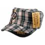 Cross on Green Plaid Cadet Cap Military Hat Distressed Visor