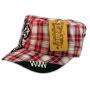 Cross on Red Plaid Cadet Cap Military Hat Distressed Visor