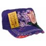 Red Rose Bud on Purple Cadet Cap Military Hat Distressed Visor