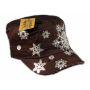 Snowflake on Brown Military Hat Cadet Cap