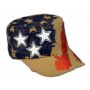 Khaki Stars and Stripes Cadet Castro Cap Vintage Army Hat Distressed