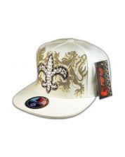 Fleur-de-lis on White Flat Brim Hip Hop Hat 