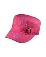 Pink Cadet Cap with Colored Stars and Buckle