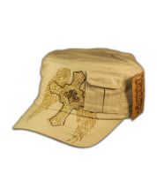 Cross on Wings Stone Cadet Cap with Pocket Vintage Distressed Visor