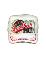 Football Mom White Army Cadet Military Castro Style Army Hat