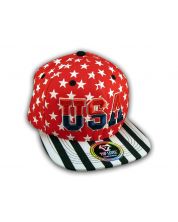 Red USA Star Spangled Snapback Hat