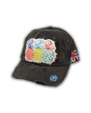Black Pineapple Washed and Distressed Baseball Cap