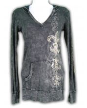 Thermal Hoodie Long Sleeve Shirt All Over Print and Jewels