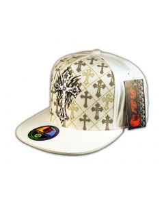 Cross on White Flat Brim Hip Hop Hat