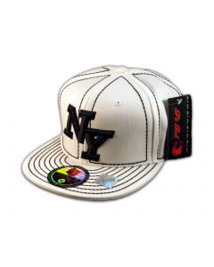 New York NY on White Black Flat Brim Ball Cap