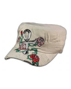 Ankh on Stone Color Cadet Cap Pink Rose Army Hat Military