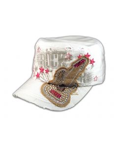 Rock Guitar on White Cadet Cap