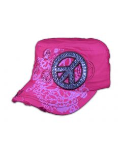 Peace Sign on Pink Cadet Cap