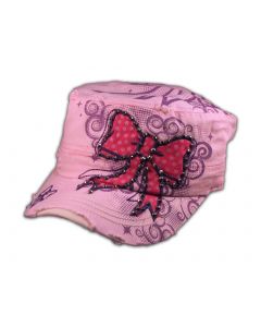 Red Bow on Pink Cadet Cap