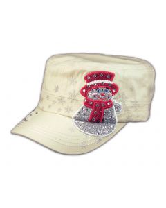 Christmas Snowman Stone Cadet Castro Hat Military Army Cap Jewels