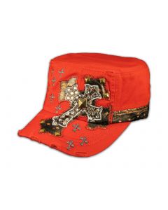 Jeweled Cross on Red Cadet Hat